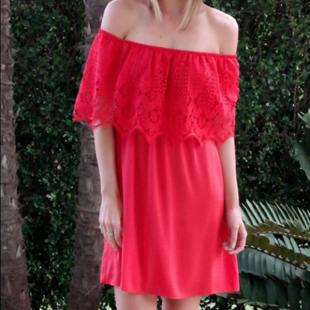VaVa Red Off the Shoulder Mini Dress